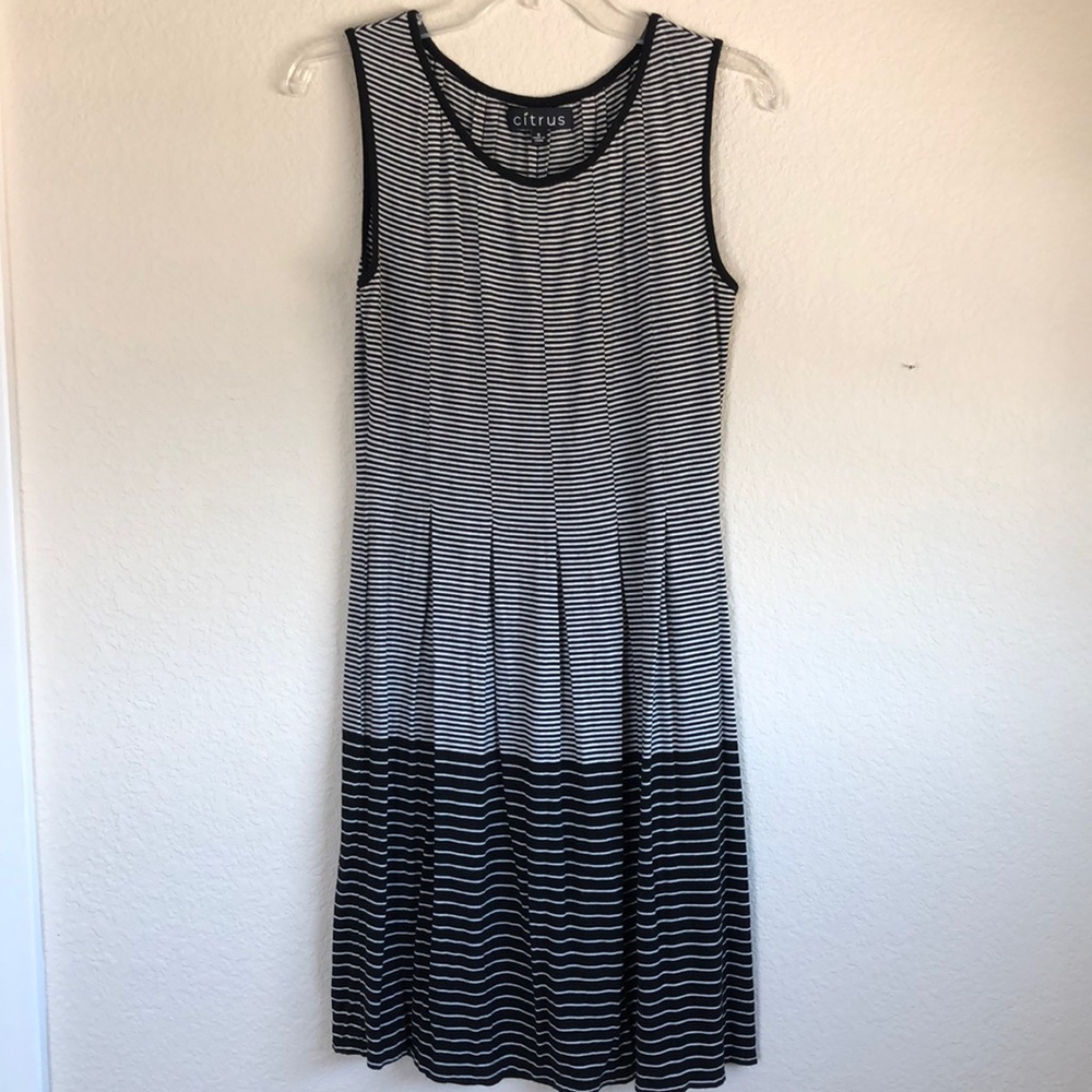 Citrus - Black and White Striped Dress - S
